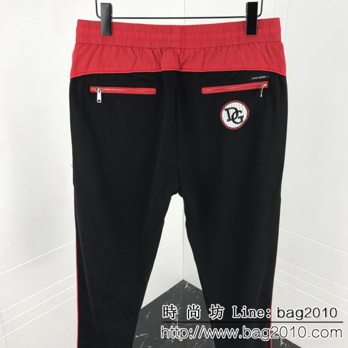 DＧ杜嘉班納 18秋冬KINGS POWER新款 紅黑拼色 男款純棉褲子 ydi1497